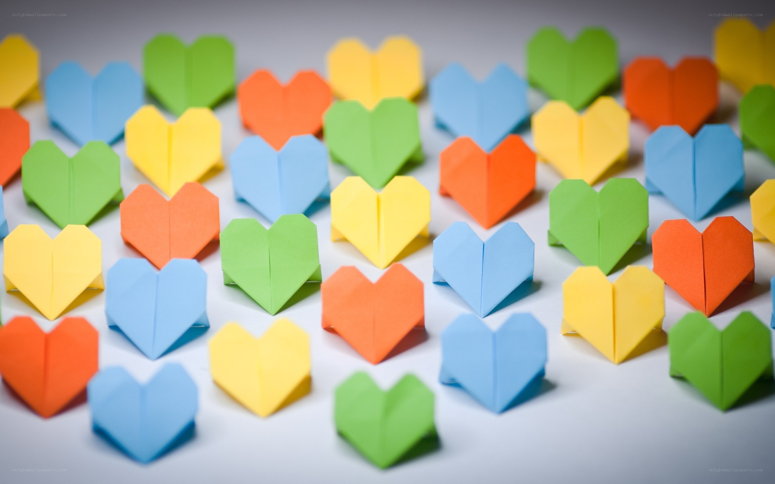 Colorful origami hearts