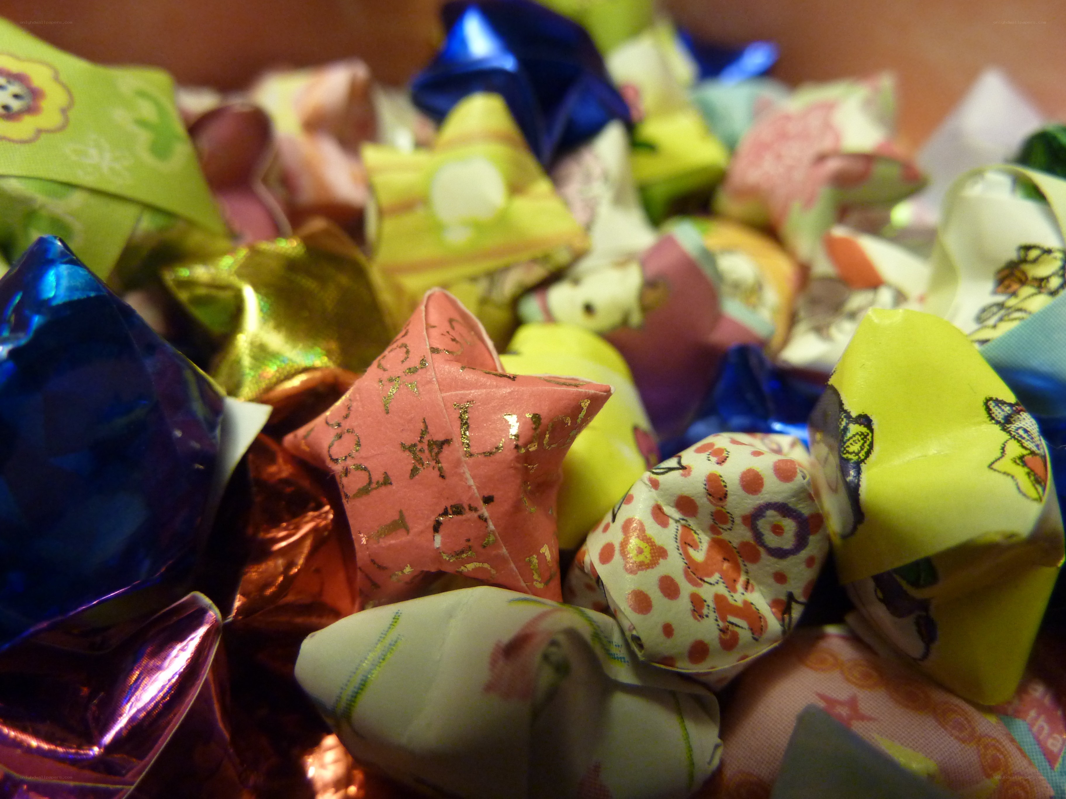 colorful origami stars
