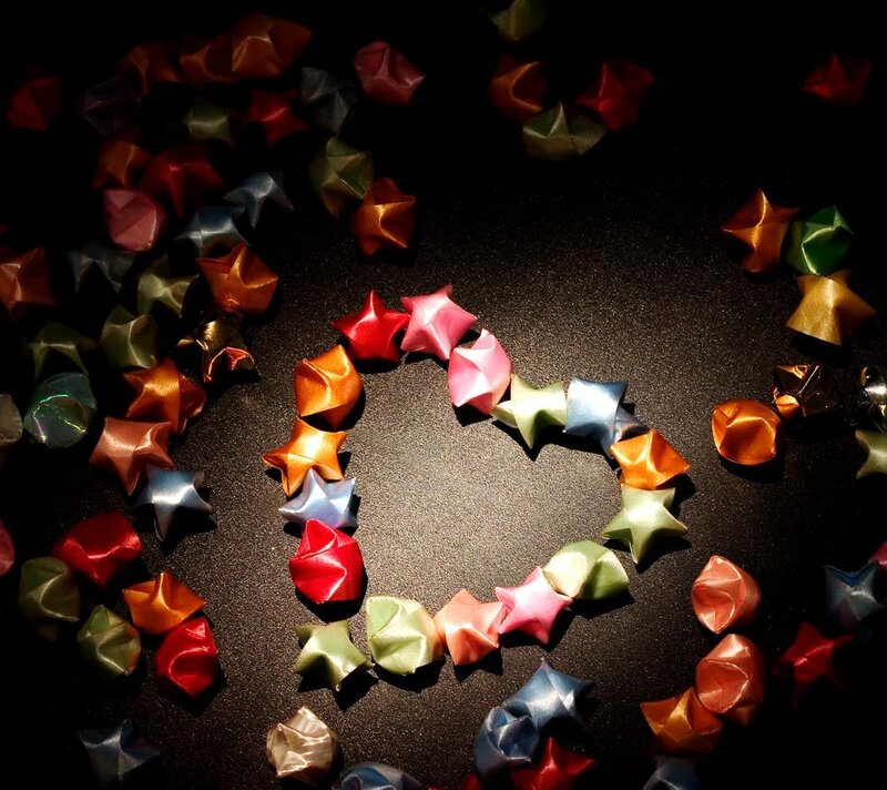 Colorful Origami Stars — Black