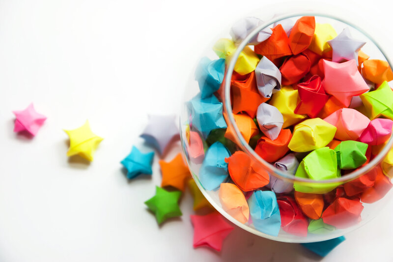 Colorful Origami Stars — White