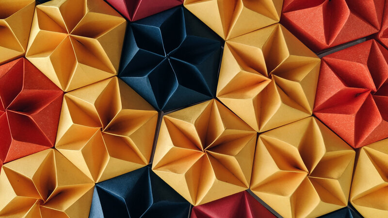Colorful Origami Stars — Yellow, Textured, Photograph