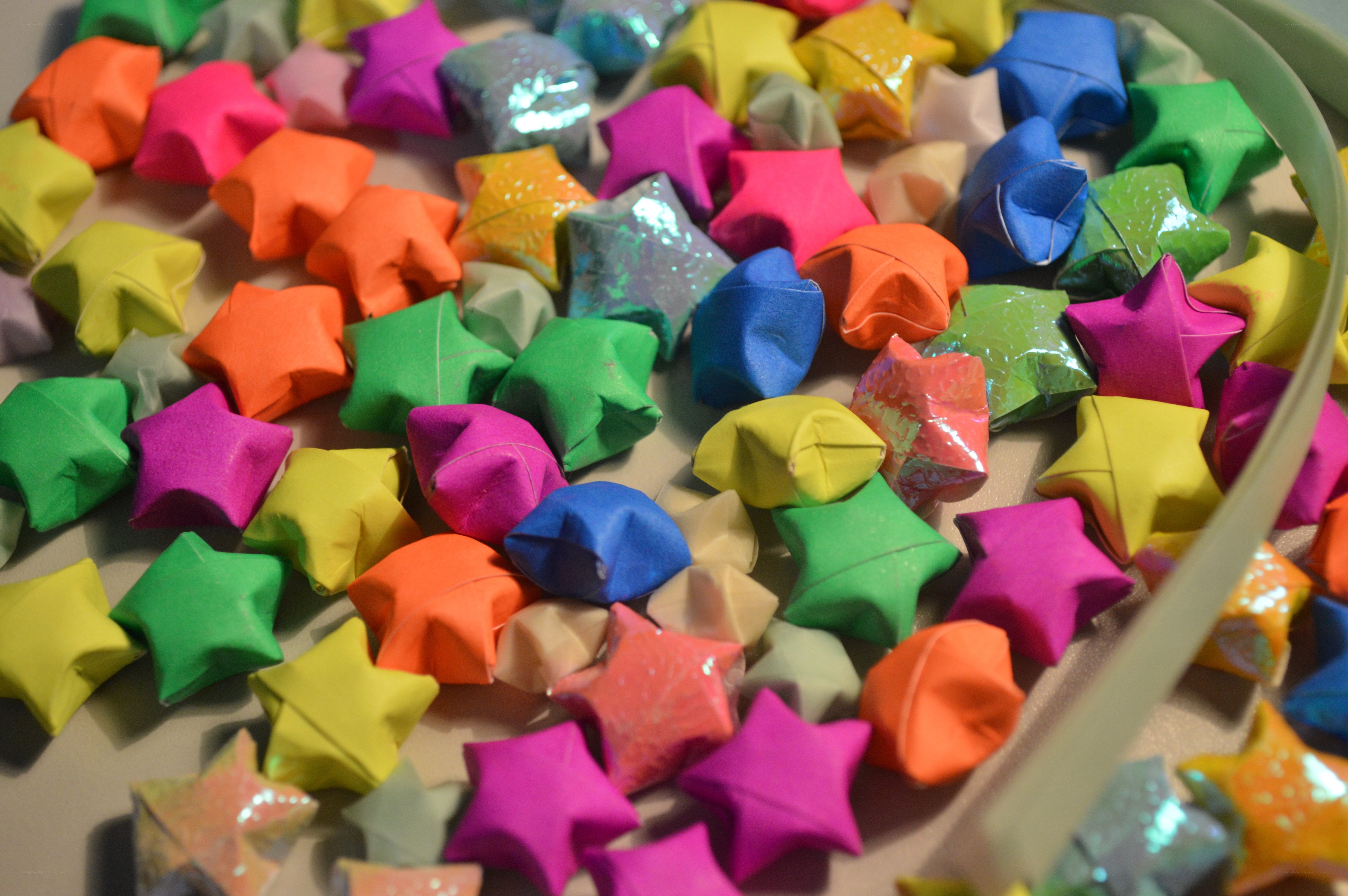 Colorful origami stars