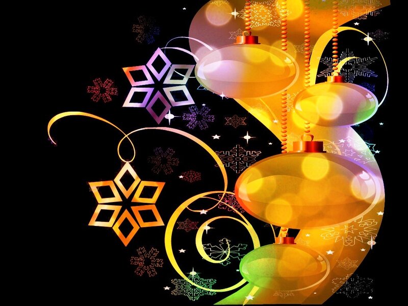 Colorful Ornaments and Snowflakes