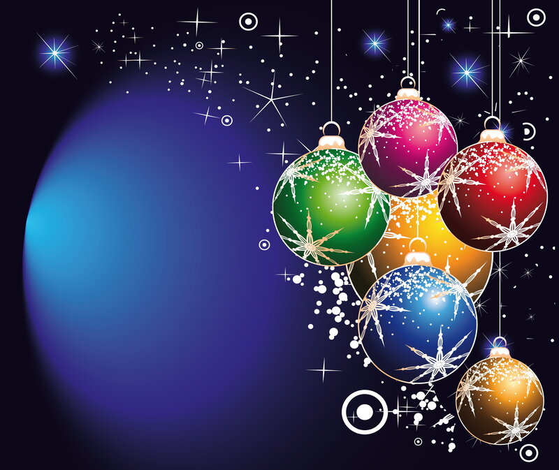 Colorful Ornaments Hanging — Blue, Festive