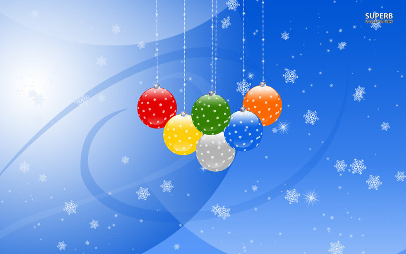 Colorful Ornaments Hanging — Blue, Festive, Winter