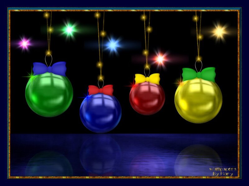 Colorful Ornaments Hanging — Green, Festive