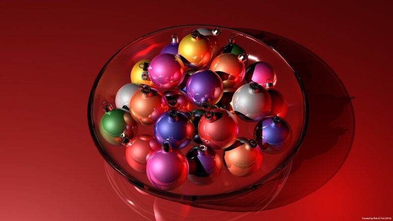 Colorful Ornaments in Bowl