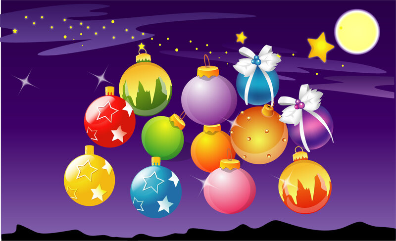 Colorful Ornaments in Night Sky