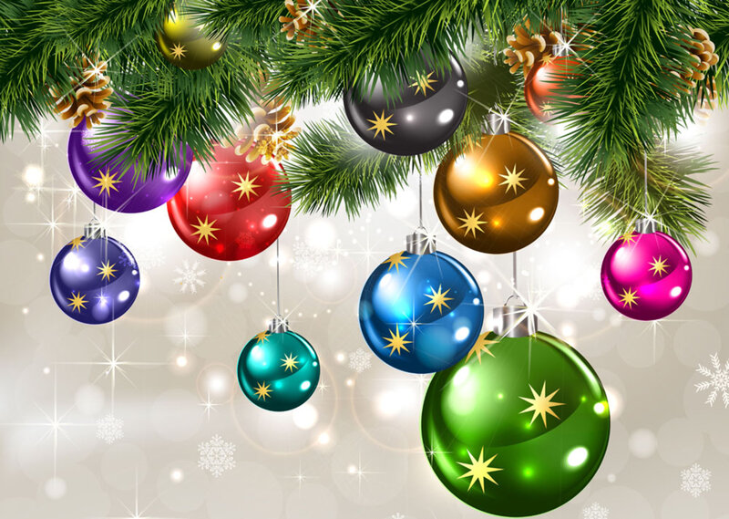 Colorful Ornaments on Tree — Green