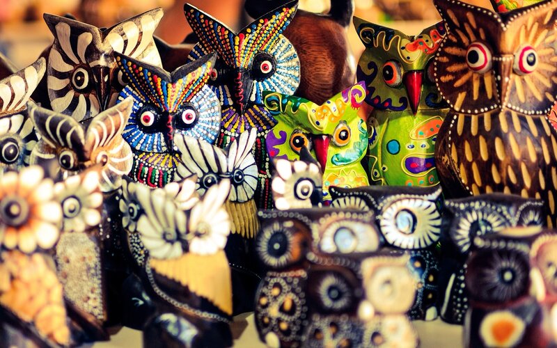 Colorful Owl Figurines