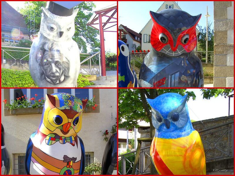 Colorful Owl Sculptures