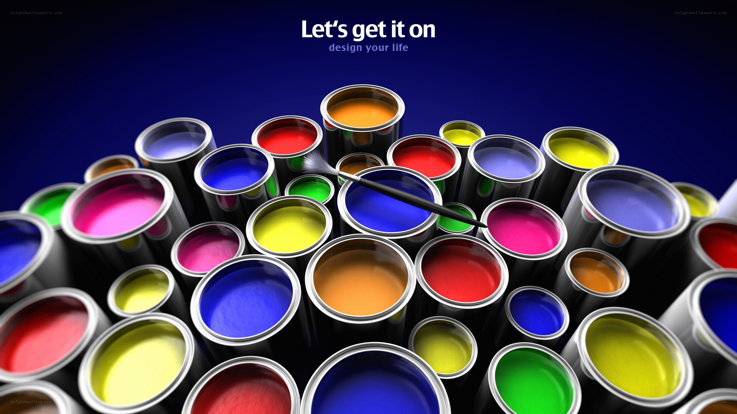 Colorful paint cans with brush