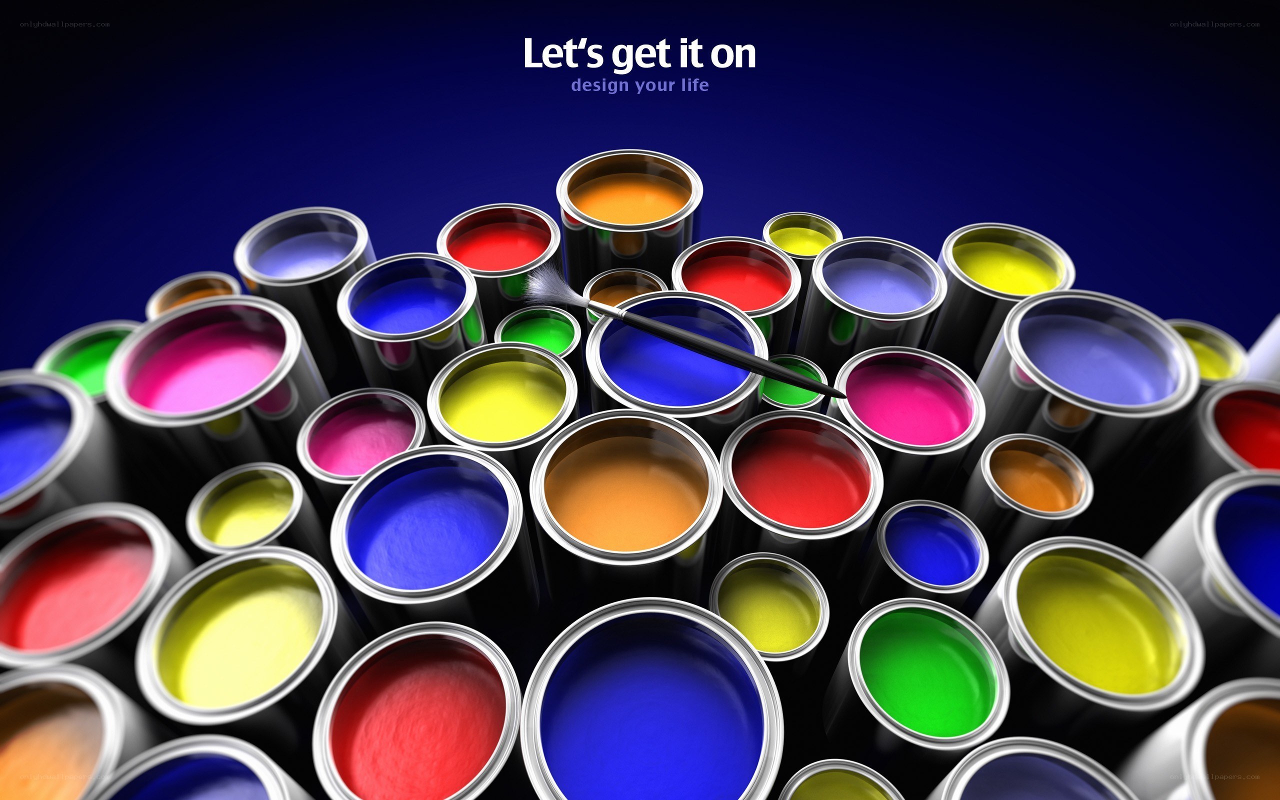 colorful paint cans with brush