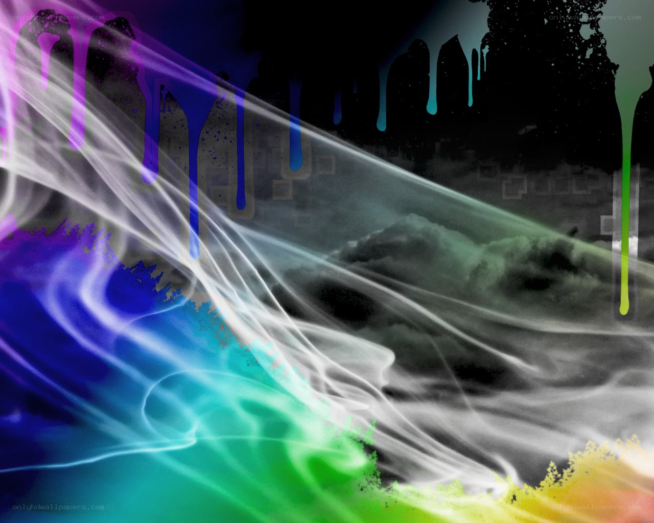 colorful paint drip abstract