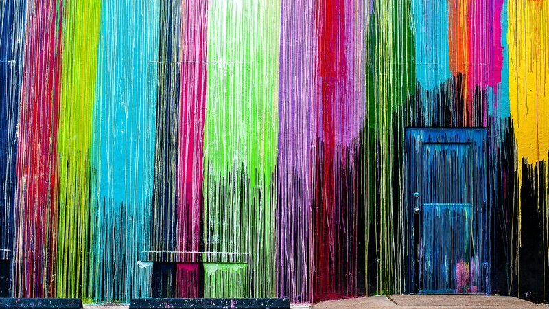 Colorful Paint Drips — Blue, Vibrant, Photograph