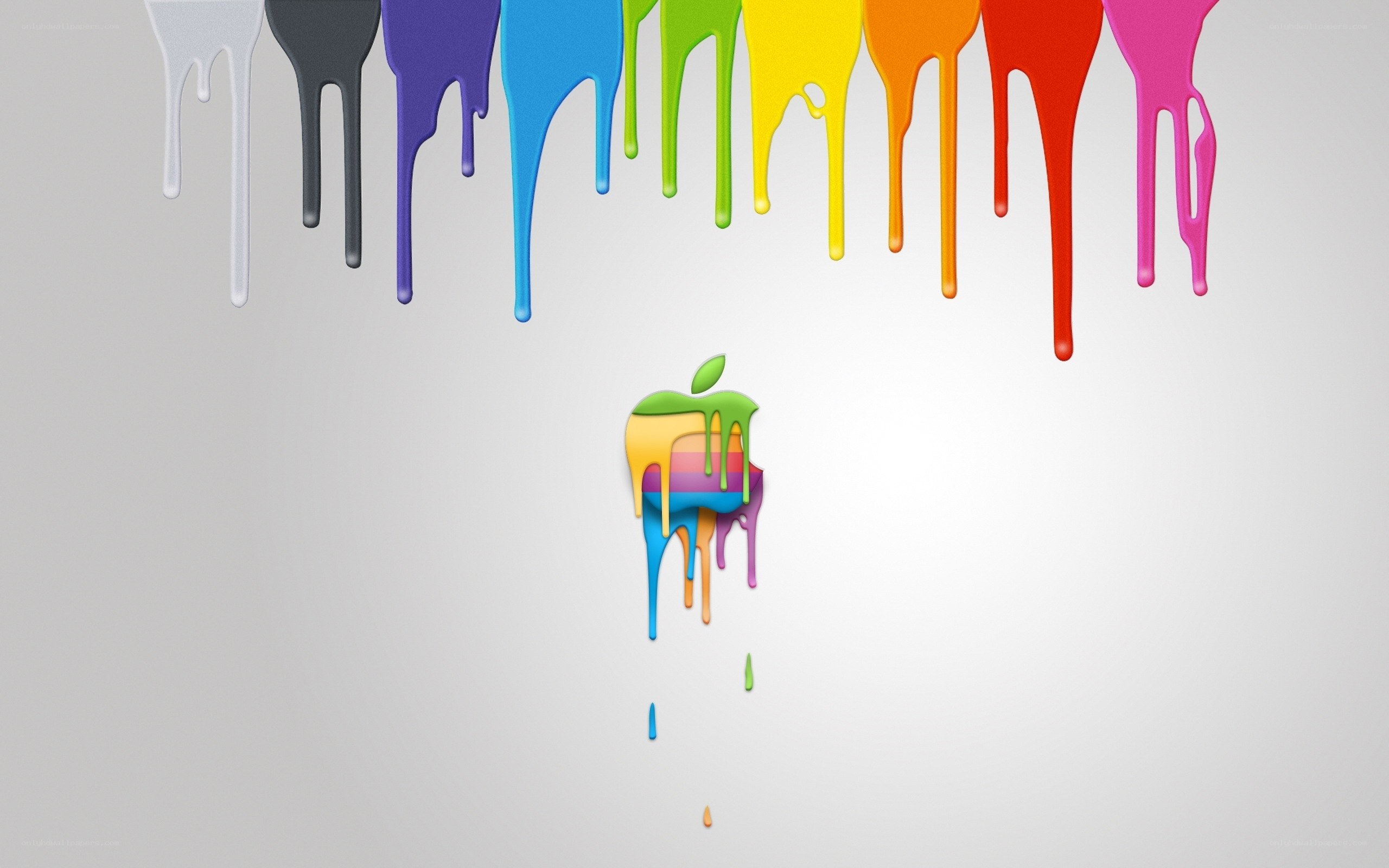 Colorful paint drips on apple logo