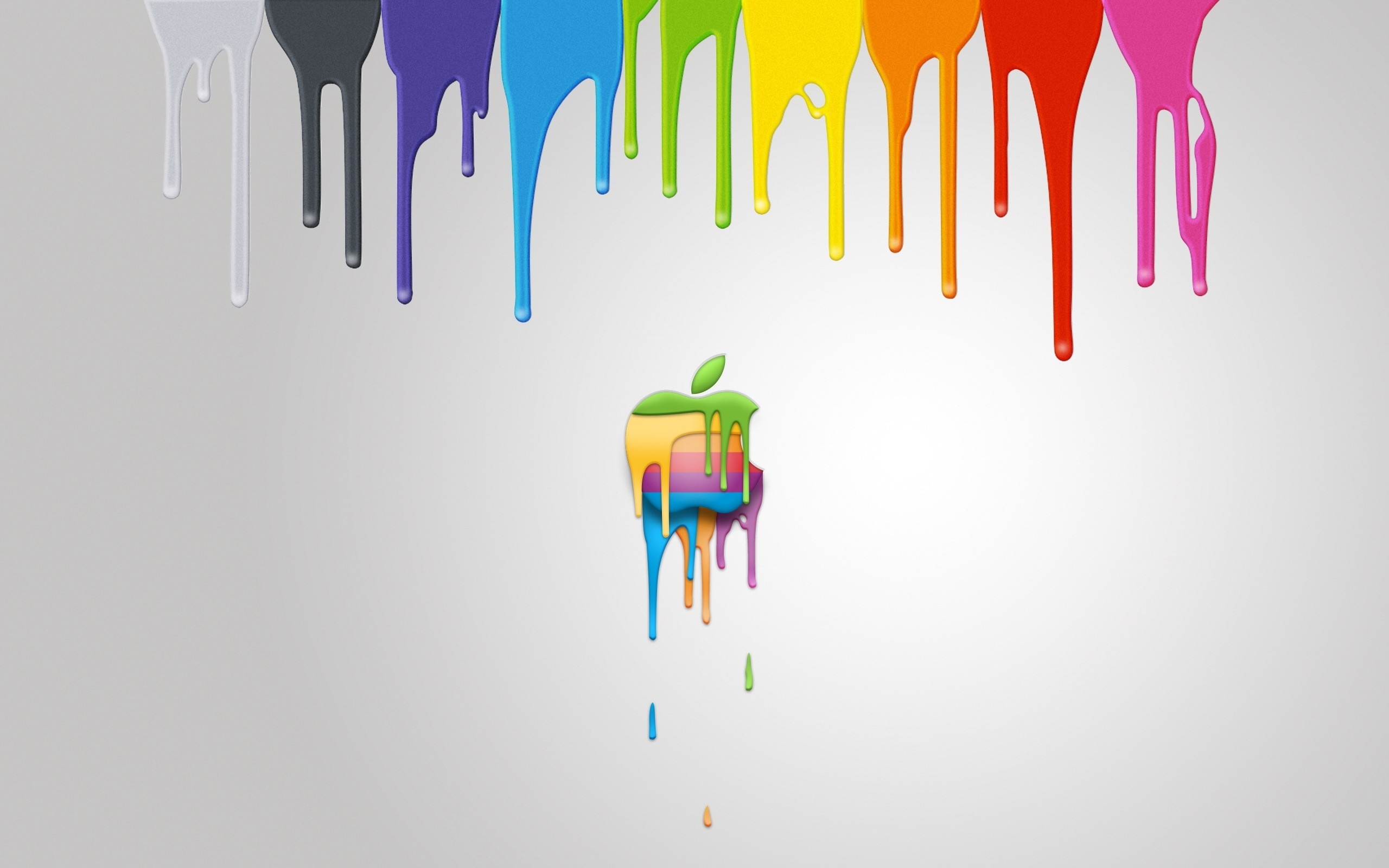 Colorful paint drips on apple logo