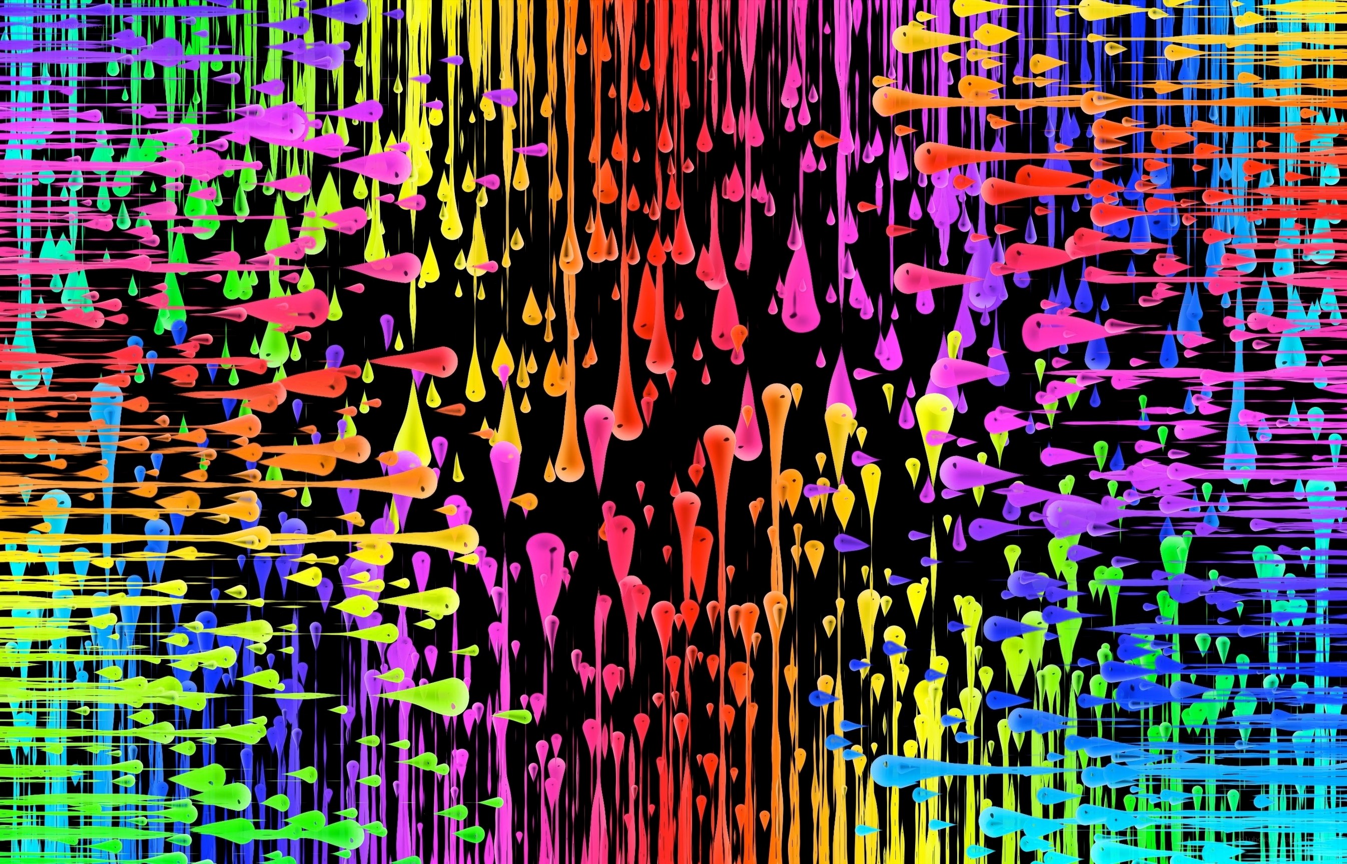 Colorful paint drips on black