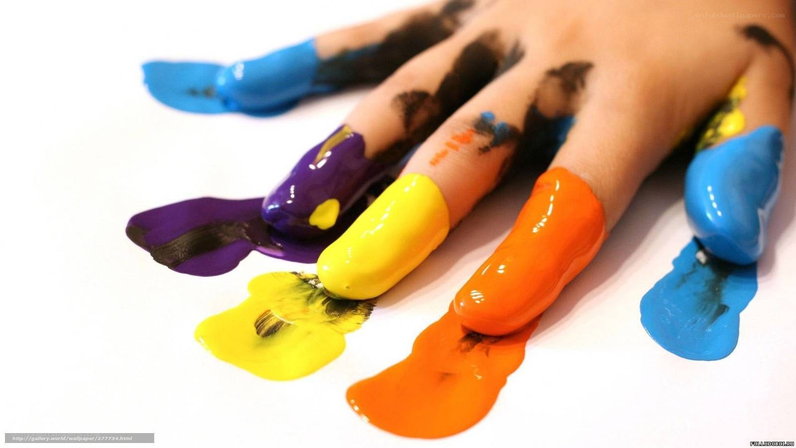 colorful paint on fingers