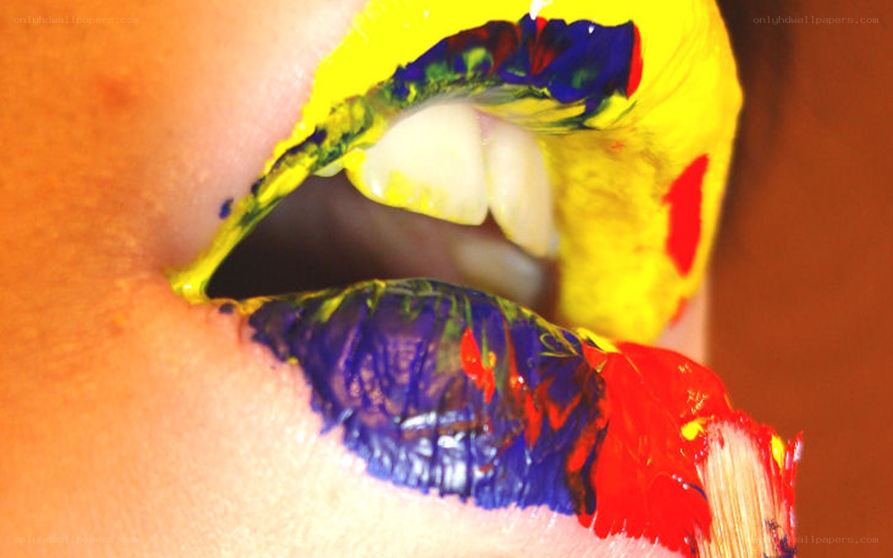 colorful paint on lips
