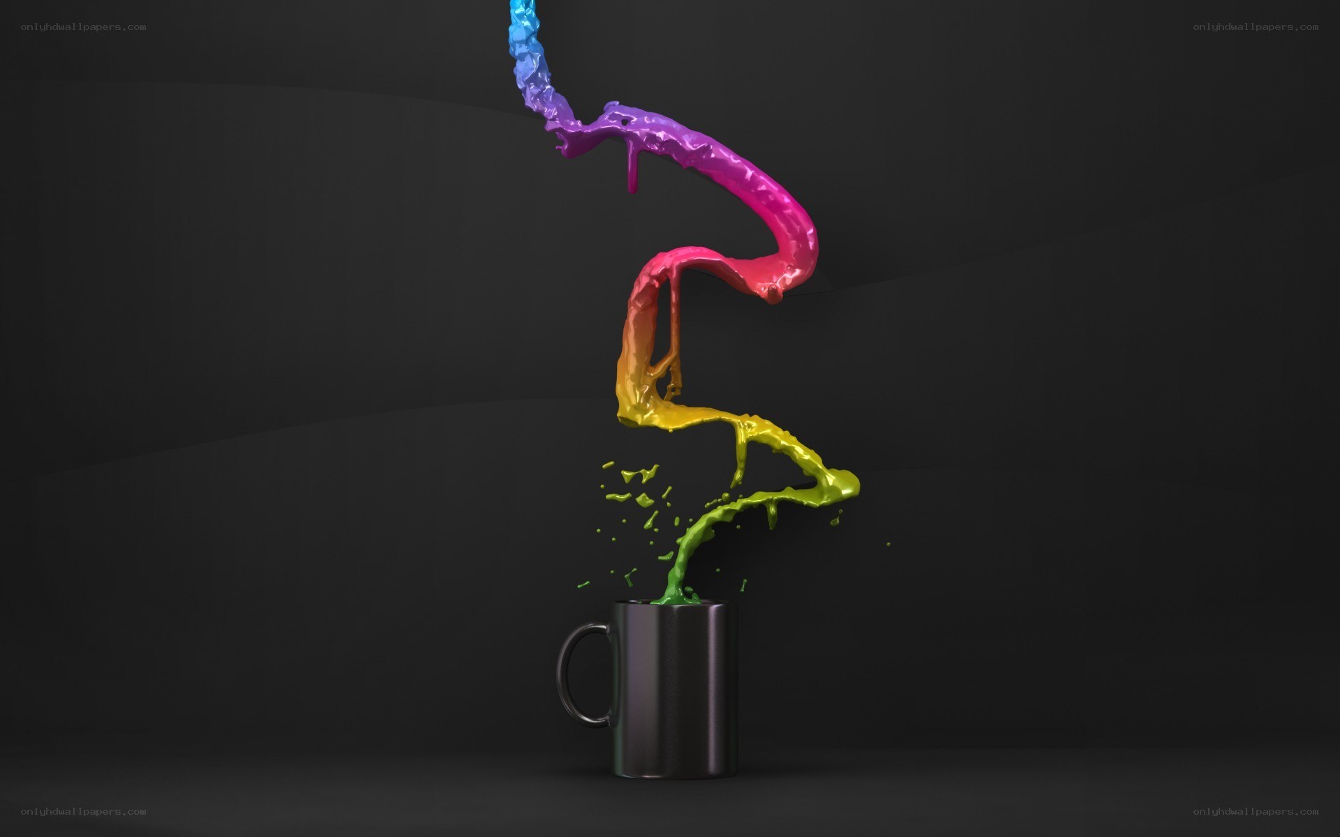 colorful paint splash from mug