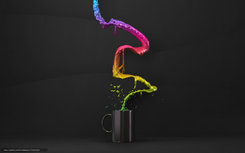 Colorful paint splash from mug