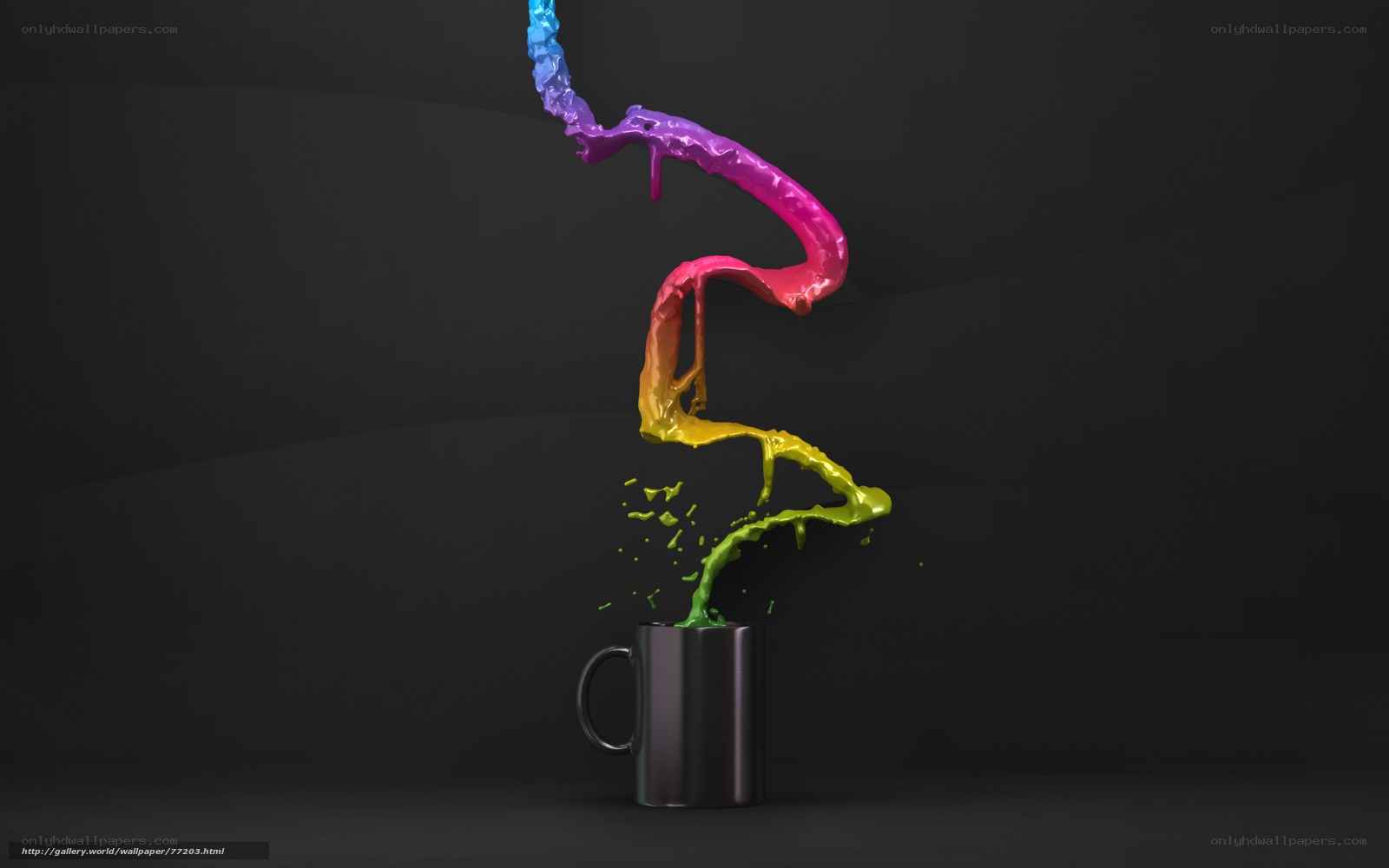 Colorful paint splash from mug