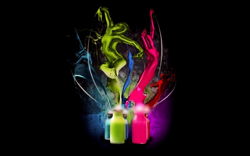 colorful paint splashes