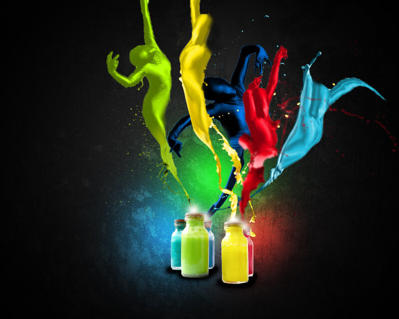 colorful paint splashes