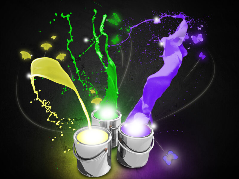 Colorful paint splashes