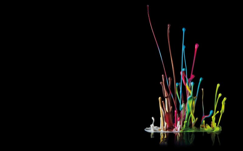 Colorful Paint Splashes — Black, Dramatic, Photograph