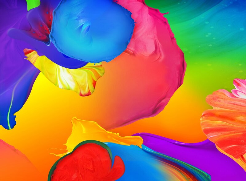 Colorful Paint Splashes — Blue, Vibrant, Abstract