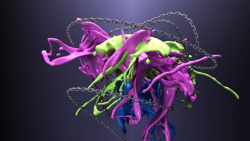 Colorful Paint Splashes — Purple, Dynamic, 3d Render