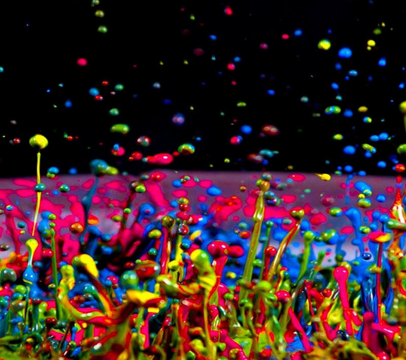 Colorful Paint Splashes — Red, Dynamic, Photograph