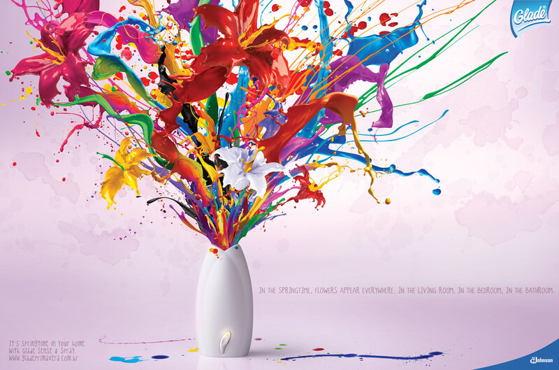 Colorful Paint Splashes — White