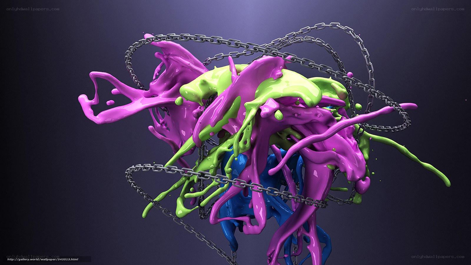 Colorful paint splashes with chains