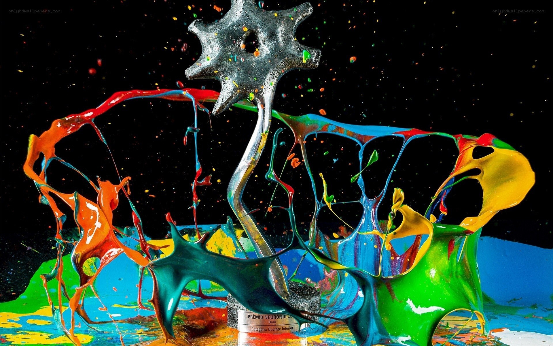 Colorful paint splashing award