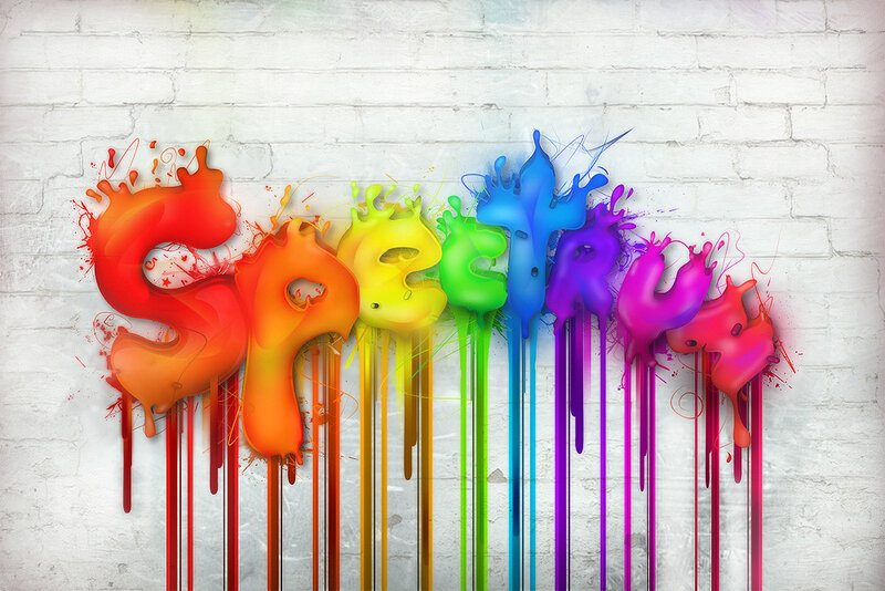 colorful paint splatter text