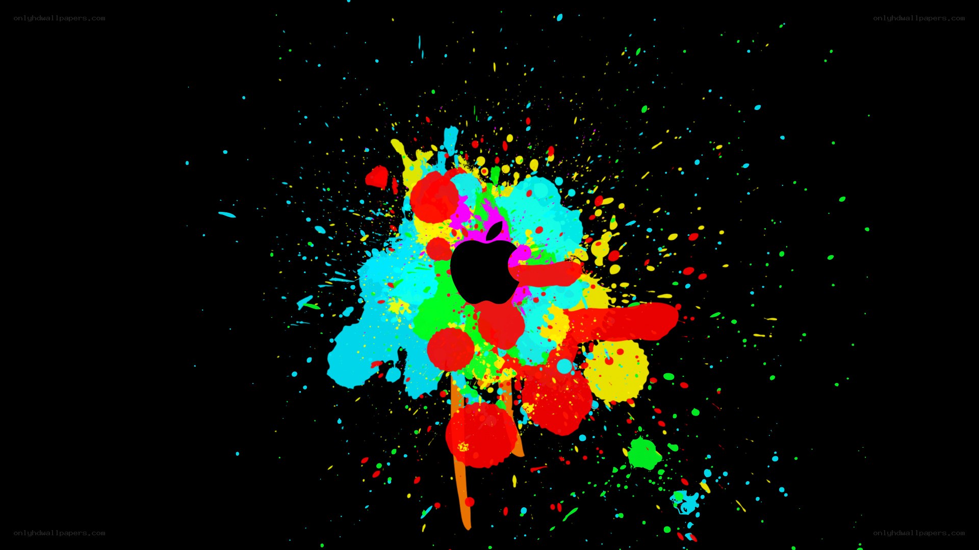 colorful paint splatter with apple logo