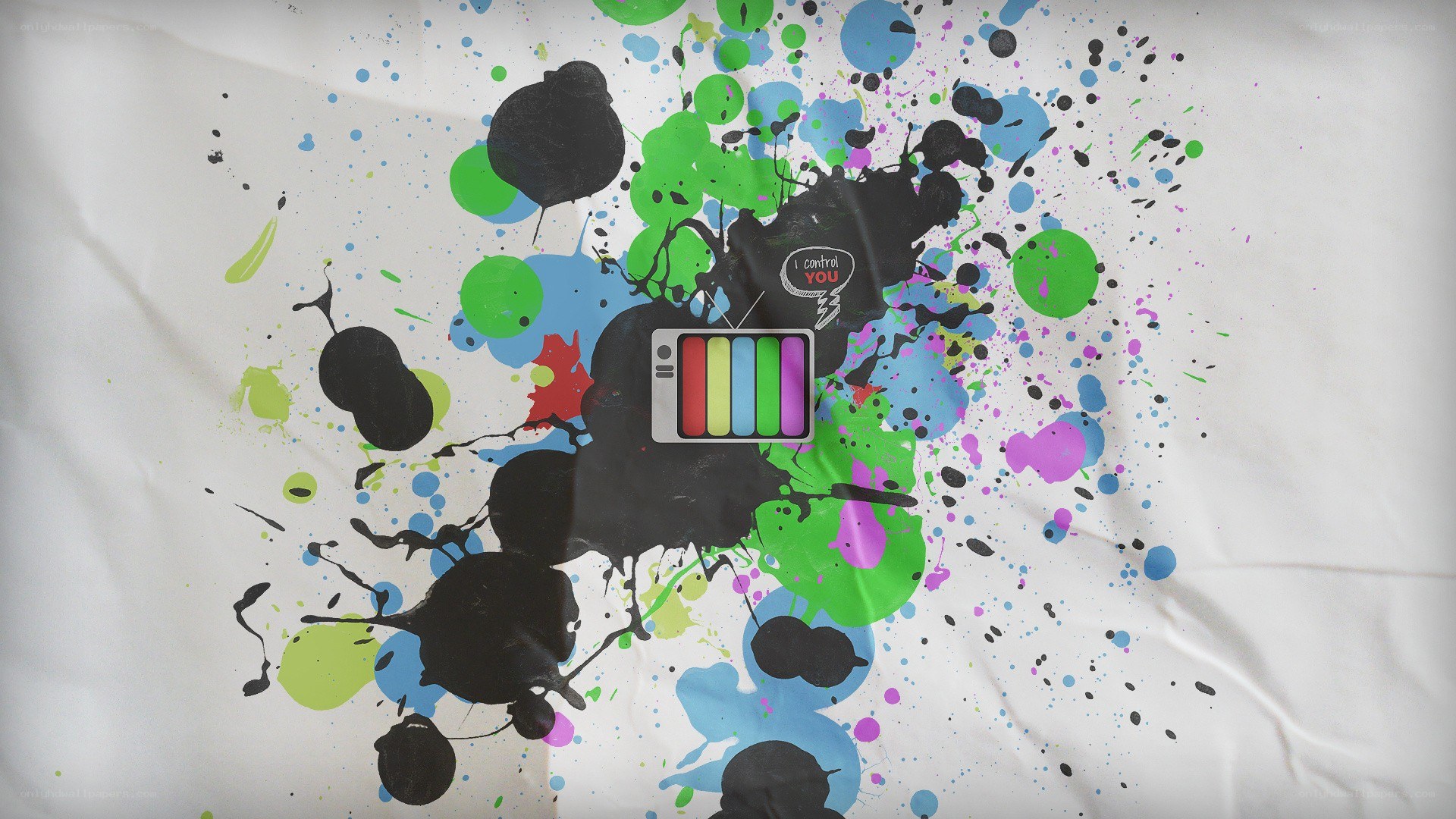 colorful paint splatter with TV