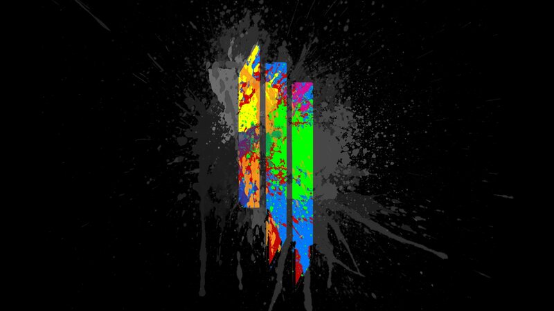 Colorful Paint Splatters — Black, Dynamic, Digital Art