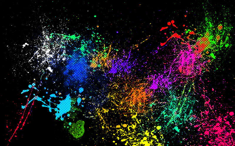 Colorful Paint Splatters — Black, Energetic, Abstract