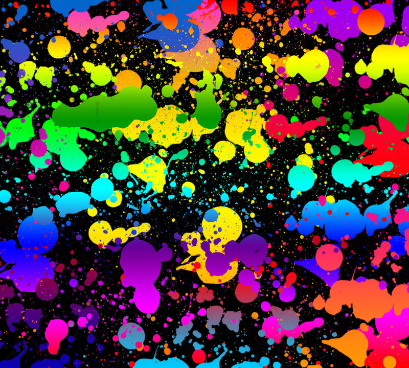 Colorful Paint Splatters — Black