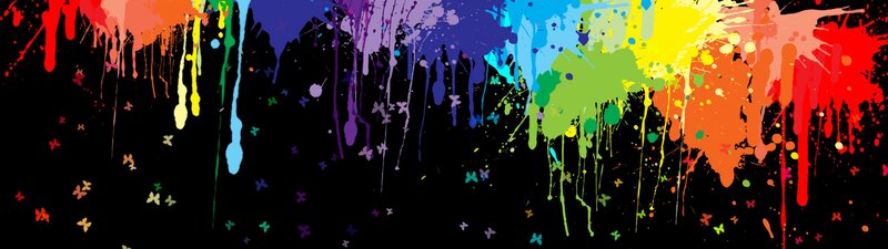 Colorful Paint Splatters — Black, Vibrant, Abstract, Splatter