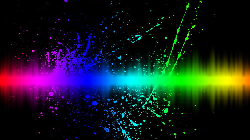Colorful Paint Splatters — Black, Vibrant, Digital Art, Splashes
