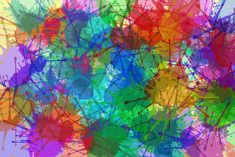 Colorful Paint Splatters — Green, Vibrant, Abstract