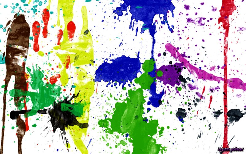 Colorful Paint Splatters — Green, Vibrant