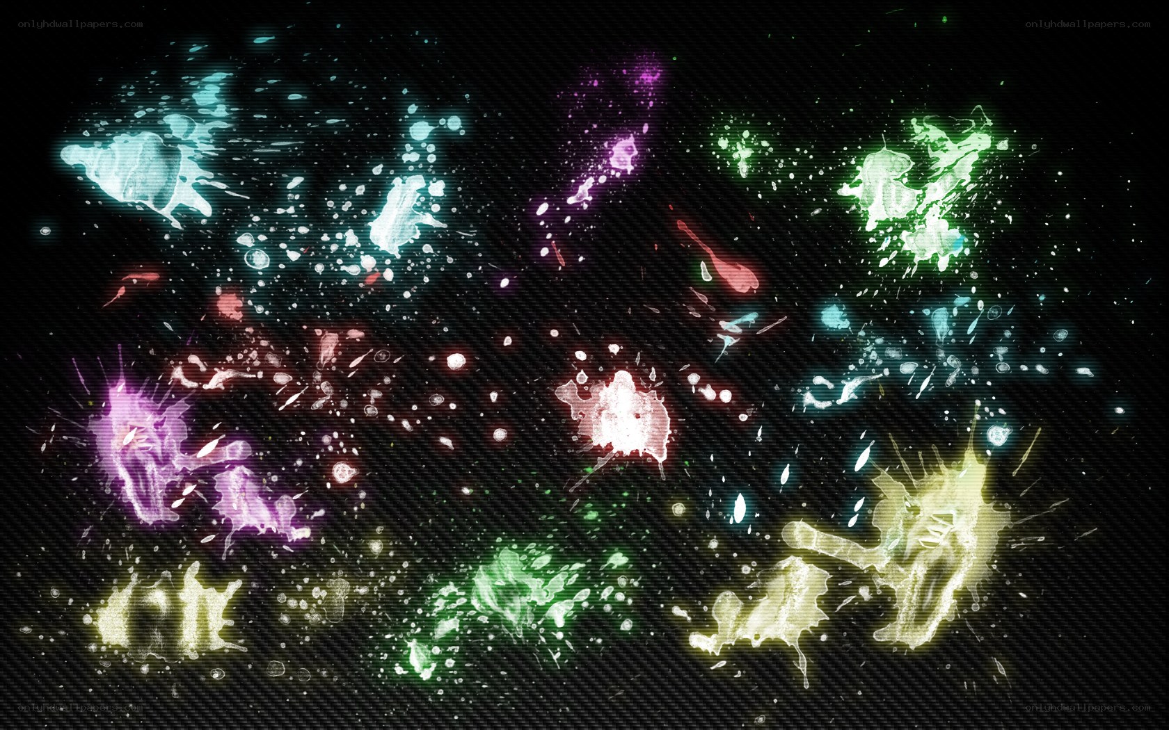 colorful paint splatters on black