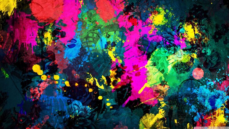 Colorful Paint Splatters — Pink, Vibrant, Abstract, Splashes, Dots