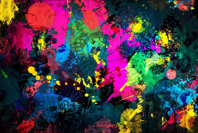 Colorful Paint Splatters — Pink, Vibrant, Abstract, Splashes, Drips
